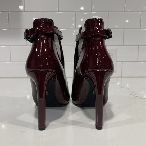 Michael Kors | Leather Bootie Lawson Open Toe Burgundy NEW - Picture 6 of 8